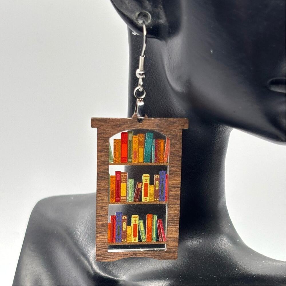Brown Bookshelf Earrings